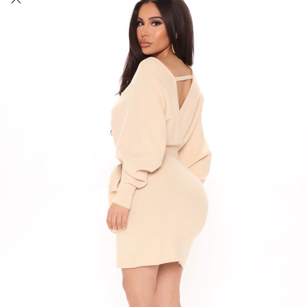 Fashion Nova Beige Wrap Mini Dress